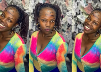 A Lady Goes Viral After She tattooed Her Boyfriend Name On Her Forehead 