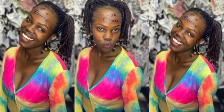 A Lady Goes Viral After She tattooed Her Boyfriend Name On Her Forehead