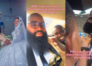 Nigerian man was sent out of church on his wedding day because of his beards video goes viral as he rush to barb it so that he can continue his wedding. 