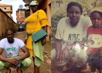 “My Son Makes Me a proud momma” Nigeria mother touches the heart of many as she Recreate her NYSC photos with her son who just round up his service