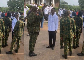 Captured in a trending video, Soldiers paying respect to colleague on sign-out day from university