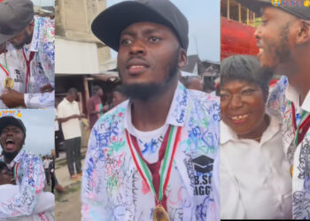 Heartwarming moment crowd went emotional as Nigerian mother celebrate graduation day with his son. 