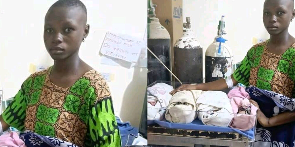 celebrating as a 16 years old girl gave birth to 4 children at once