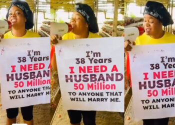 I’m 38 Years I NEED A HUSBAND 50 Million TO ANYONE THAT WILL MARRY Me – all I need is a submissive man I don’t need you to work all you have to do is stay at home watch TV and take care of my kids. Lady spills as she gives her guidelines on her unique quest. 