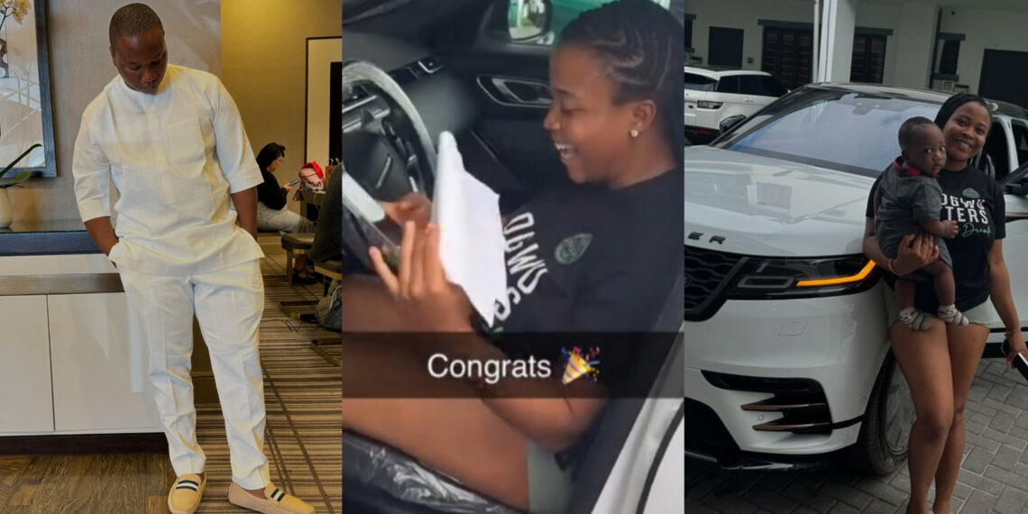 Nigerian big boy Dr Kesh surprise wife with a multi-million naira Range Rover Sport.