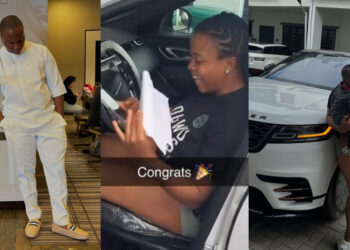Nigerian big boy Dr Kesh surprise wife with a multi-million naira Range Rover Sport. 
