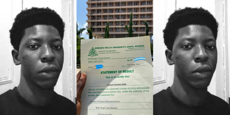 A Nigerian man trends as he celebrates bagging a third class degree after 9 years at Ahmadu Bello University after 
