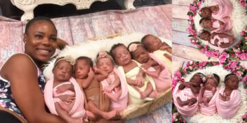 “They are So Adorable” Nigerian lady who Naturally gave birth to 6 babies at once does their first Ever Professional shoot
