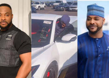 “Best dad of the year” Nollywood actor, Bolanle Ninalowo surprises son with brand new Corvette as he marks his 18th birthday
