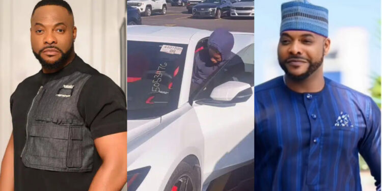 “Best dad of the year” Nollywood actor, Bolanle Ninalowo surprises son with brand new Corvette as he marks his 18th birthday