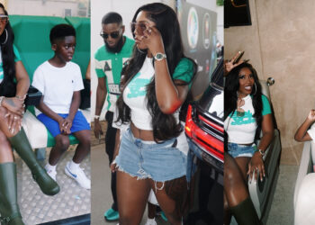 TiwaSavage raised eyebrows as she step out with son Jamil Balogun.