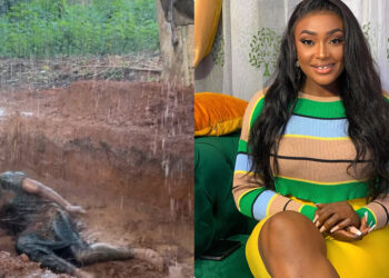 “Person never watch film e wan dey cry” emotional moment Nollywood actress lizzy gold getting buried alive in a movie clip.