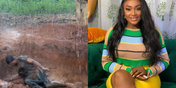 “Person never watch film e wan dey cry” emotional moment Nollywood actress lizzy gold getting buried alive in a movie clip.
