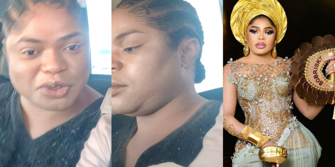 “Since Bob collected that “best dressed female award” he never rest” reaction trails as Photos of Bobrisky after his arrest earlier today at Seme border while attempting to leave Nigeria for Benin Republic surface the internet