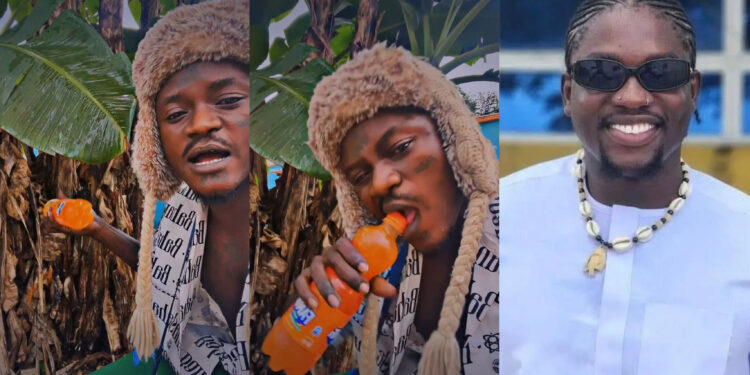 “E con be like say weting Dey happen for nollywood don Dey happen real life” reaction trails as singer Portable apleas the gods with a Fanta because of his ongoing issues with verydarkman 