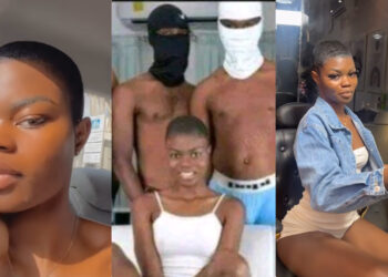 “She is so talented I wish she would have added me to the group.” – Netizens react over Ghanaian actress Daisy Melanin’s 38-minute acting video with 6 solid men on masked 