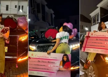 “Who Is The 90 Years Old Man Behind The Doings?”- Female Corper Receives Car, N5m on NYSC Passing-Out Day