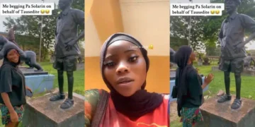 “Imagine the man come lay hand on you as you talk 😂”- TASUED Student’s Heartfelt Plea to Tai Solarin’s Statue Goes Viral