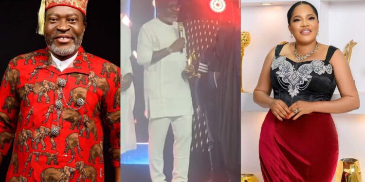 Kanayo Kanayo Receives Lifetime Achievement Award, Issues Hilarious Warning to Toyin Abraham