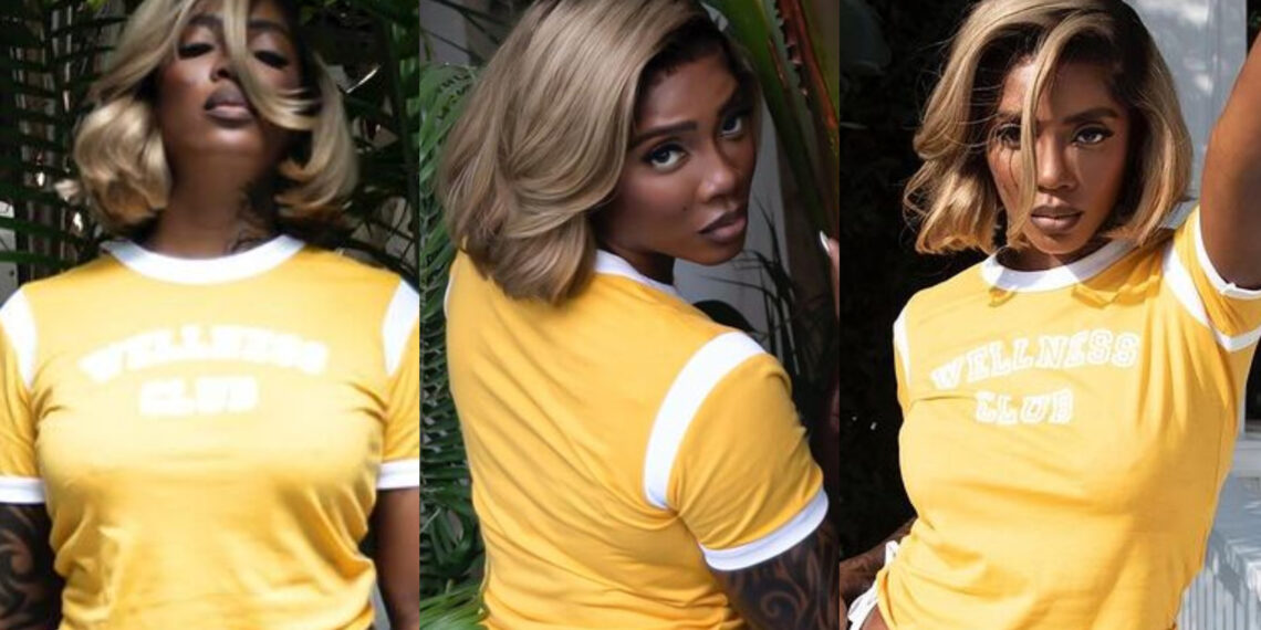 TiwaSavage trends as she shares a recent photos of herself on bikini. 