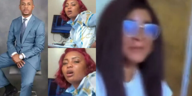 “Just forgive her it won’t happen again” netizens begs on behalf of one of the lady who was involved in Equatorial Guinea man scandal, after her husband confront her with the video in her office. 