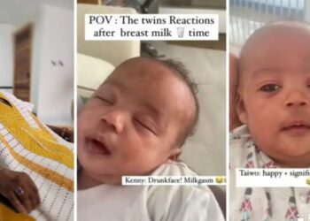 BBNaija’s Tjay Shares Adorable Video of Twins’ Reaction to Breastfeeding