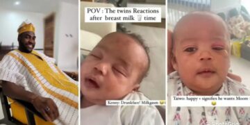 BBNaija’s Tjay Shares Adorable Video of Twins’ Reaction to Breastfeeding