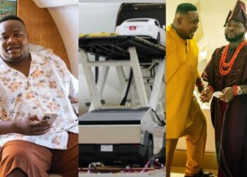 “E get why we dey call am GOAT”- Cubana Chief Priest Hails Davido as New Cars Arrive in Lagos