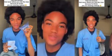 “The lecturer dey like you, he’s just hiding it”- Lecturer Accuses Male Student of Wearing Make-up