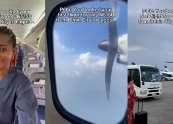 “It is impossible”- Reactions as Lady used ₦5,150 to book a flight from Benin to Lagos (Video)