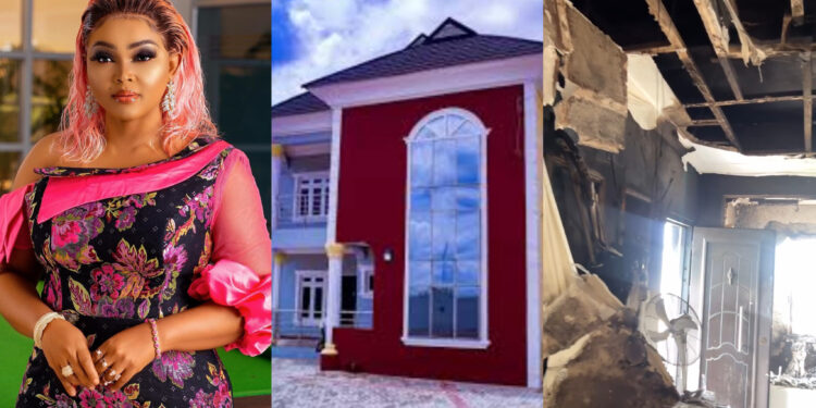 Heartbreaks as Nollywood Actress Mercy Aigbe Loses Luxurious Home to Fire Outbreak