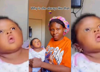 Am I the only one in this? My baby is always looking up even when I tried to brings her head down she returns looking up I don’t know – Mother ask serious questions as she raised concern about her baby’s constant upward looking.