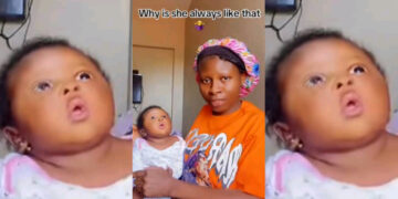 Am I the only one in this? My baby is always looking up even when I tried to brings her head down she returns looking up I don’t know – Mother ask serious questions as she raised concern about her baby’s constant upward looking.