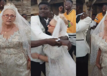 “Na Somebody’s Grandmother is now someone’s BabyGirl” -Reaction as young man shares adorable moment he ties the knot with his longtime oyibo lady