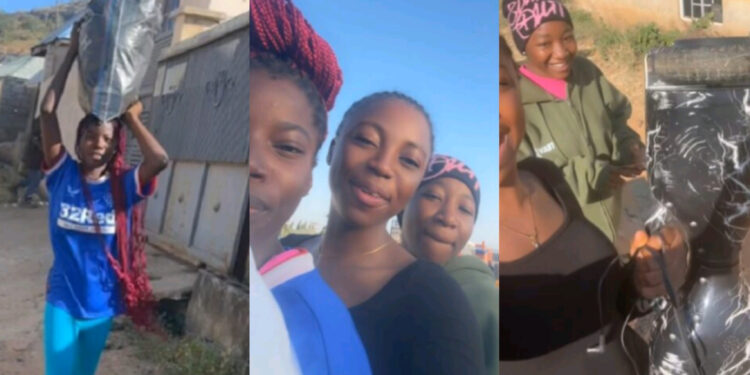 “Table don dey turn” as Lady moves with her friends to ex-boyfriend’s house, to collect back all the things she had gifted him during their relationship.