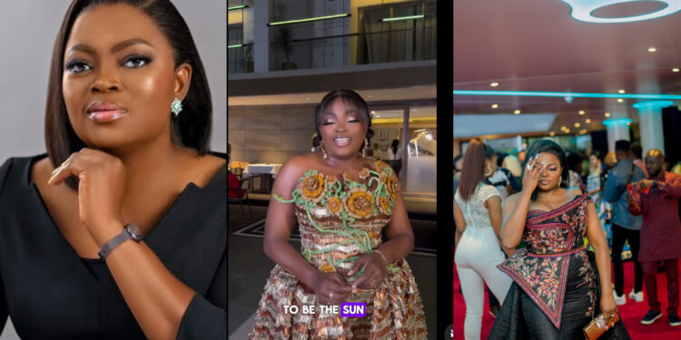 “Funke Akindele Shares the Creative Talents Behind Her Stunning Outfit at Movie Premiere”