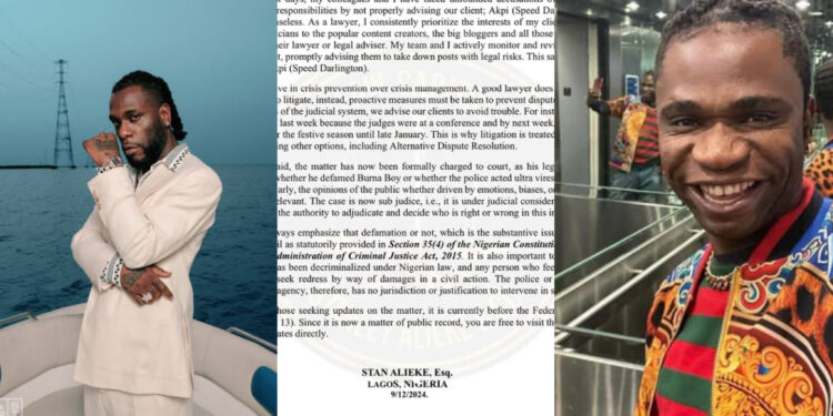 “Speed Darlington Faces Court Charges for Defaming Burna Boy, Could Spend Christmas in Jail”