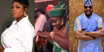 Actor Odunlade Adekola Playfully Teases Tosin Olaniyan Over Her Attire at His Movie Premiere