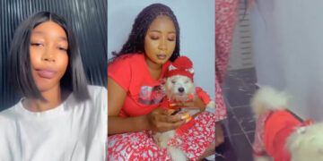 Nigeria lady rest in disbelief after she went to her sister’s house and saw her and her pet wearing the same Matching outfit