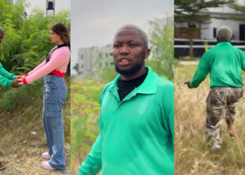 “Only dissappear na she dissappear, na you dey run like?” Nigerians react over  brain Jotter new skits with a little touch of Nollywood scenes. 