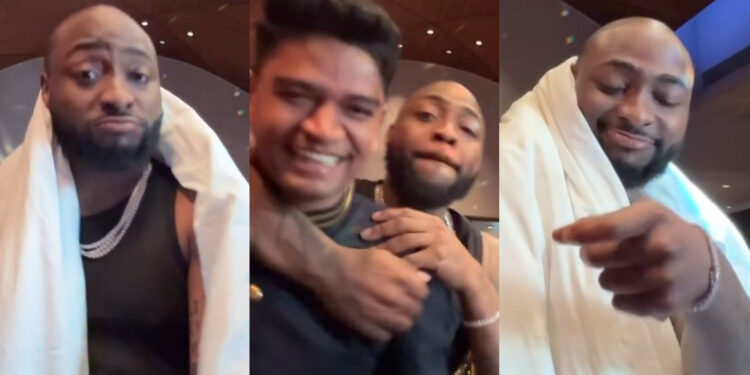 Video Of Nigeria singer Davido playing with Indian receptionist wins hearts after he finishes performing the $10Million deal he secured at a wedding in India