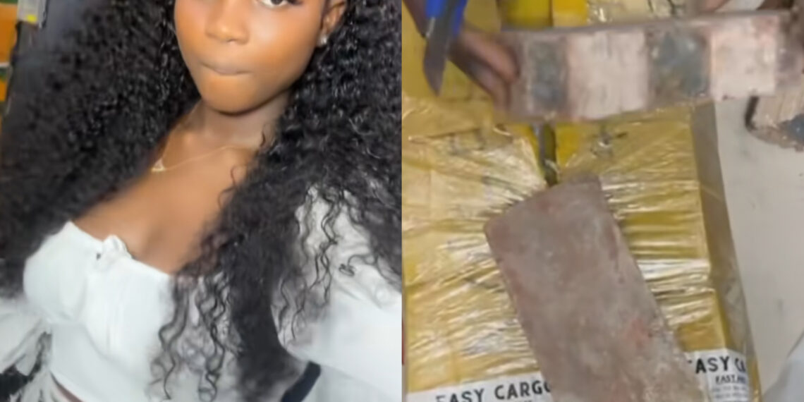 Heartbreaks a Nigerian lady captured in a trending video opening the imported hair she bought from Vietnam, only for her to receive cartons full of blocks.