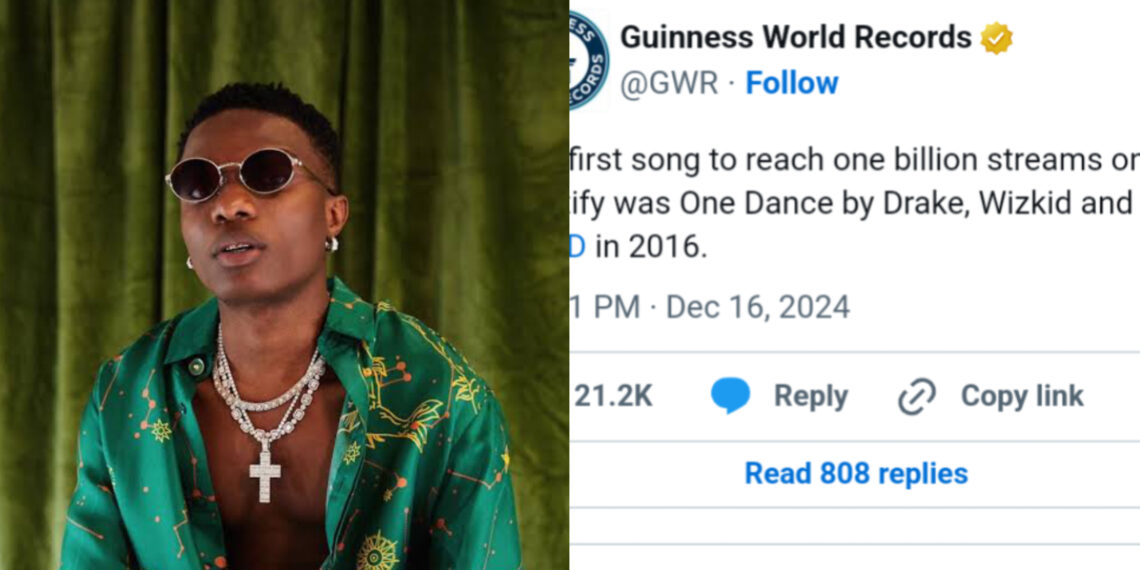 Wizkid’s Historic Achievement One Dance Becomes the First Song to Hit One Billion Streams on Spotify