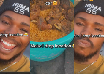 “Marriage don end and dem forget cooler of rice for my car” Nigeria Man overjoy as he finds a container of leftover rice in his car after a wedding.