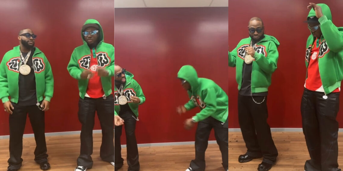 Short video of Nigeria singer Zlatan Ibile teaching his colleague Davido how to do the GYL dance. 