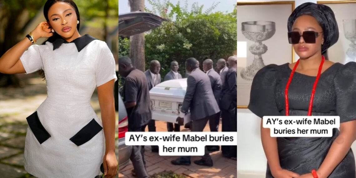 “So AY didn’t attend?”- Netizens questioned AY as Mabel Makun, the estranged wife of comedian and actor, stirs emotions as she lays her mother to rest.