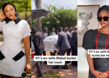 “So AY didn’t attend?”- Netizens questioned AY as Mabel Makun, the estranged wife of comedian and actor, stirs emotions as she lays her mother to rest.
