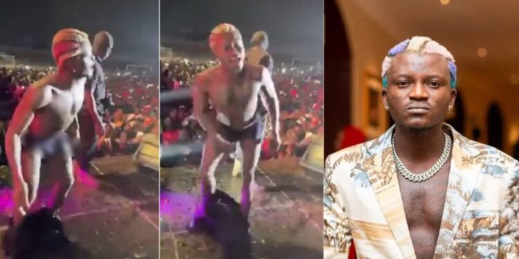 “This guy needs help” – Video shows moment Portable over entertaining his fans at his performance in Enugu