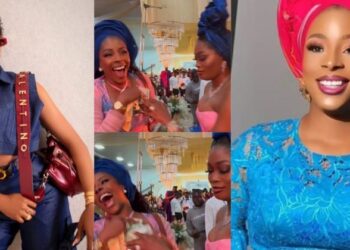 “Enough bawo” – Reactions tr@il the beautiful moment actress Aisha Lawal tells her colleague Kiekie to stop spraying her money at an event (Video)