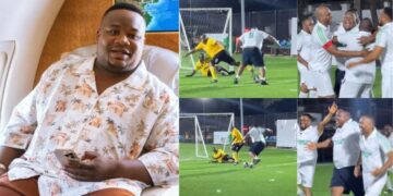 “What a strike, Chelsea is coming for you” – Reactions as billionaire Cubana Chief Priest scores an amazing goal (Video)